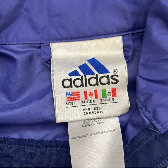 90’s Vintage Adidas Full Zip Embroidered Logo Windbreaker Jacket Size L Used - Picture 4 of 4